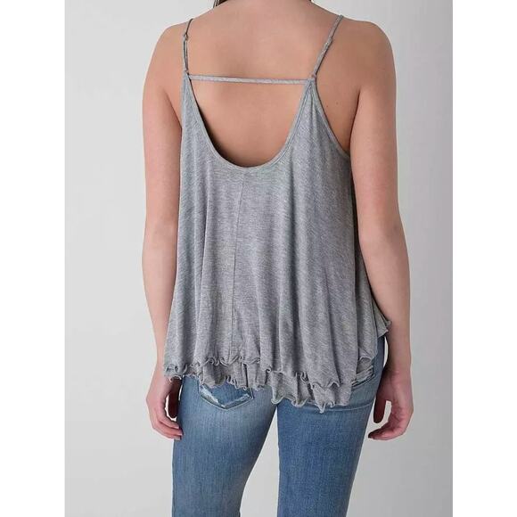 🎄 Red by BKE EUC flowy layered ruffle tank cami top Small heather grey - Picture 3 of 17